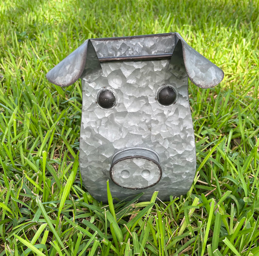 Small Metal Pig Planter