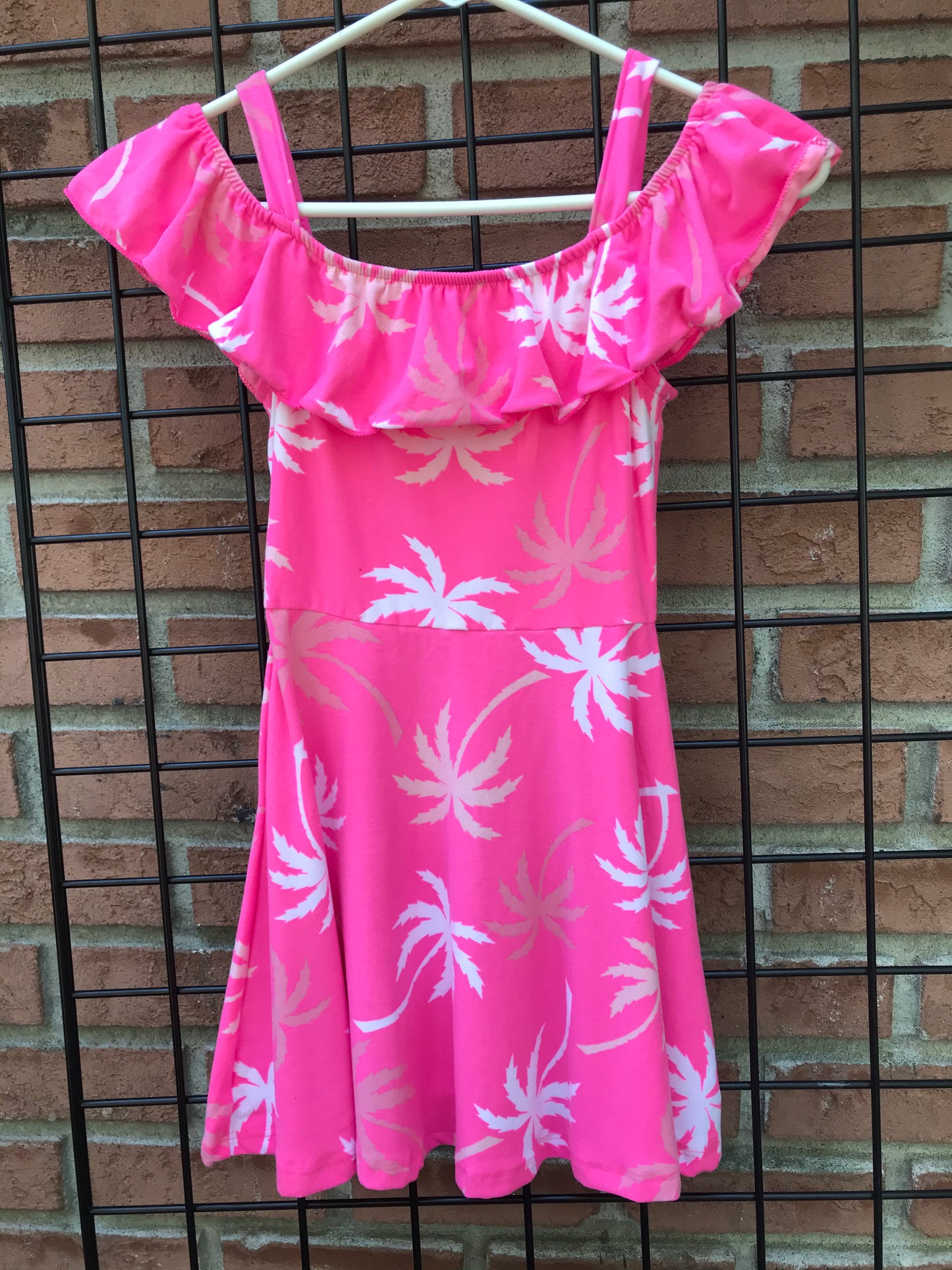 Pink and White Palm Tree Dress