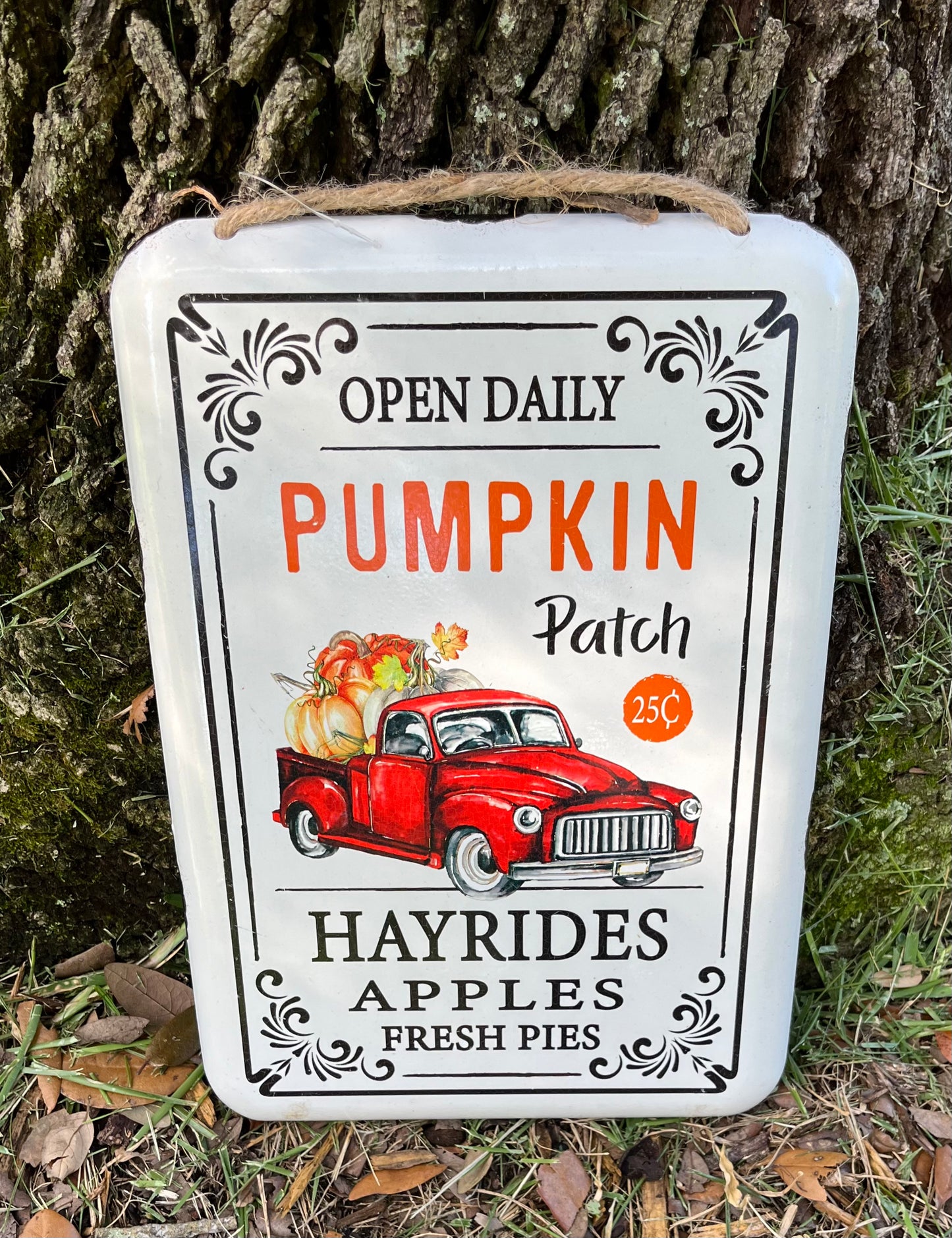 Red Truck Pumpkin Patch Metal Sign