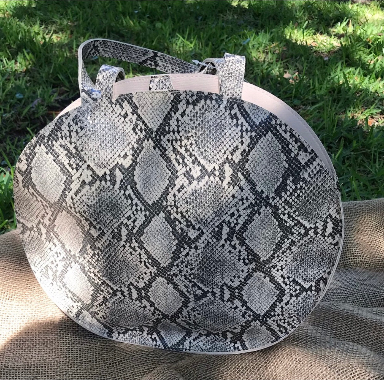 Round Snakeskin Inspired Bag