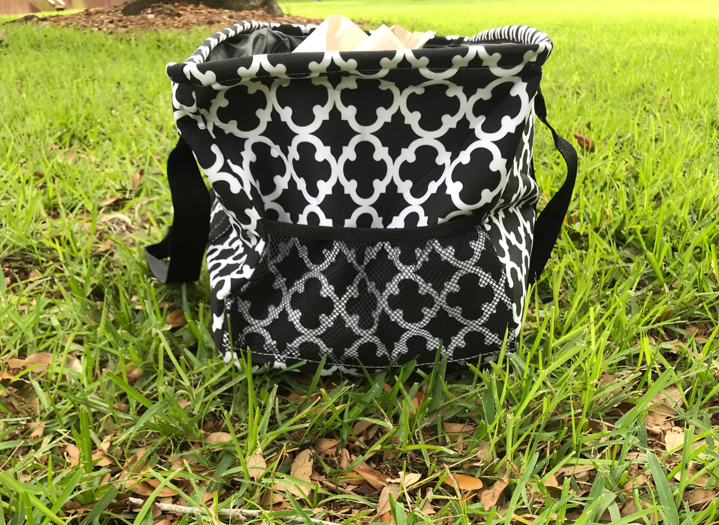 Black and White Collapsable Large Tote