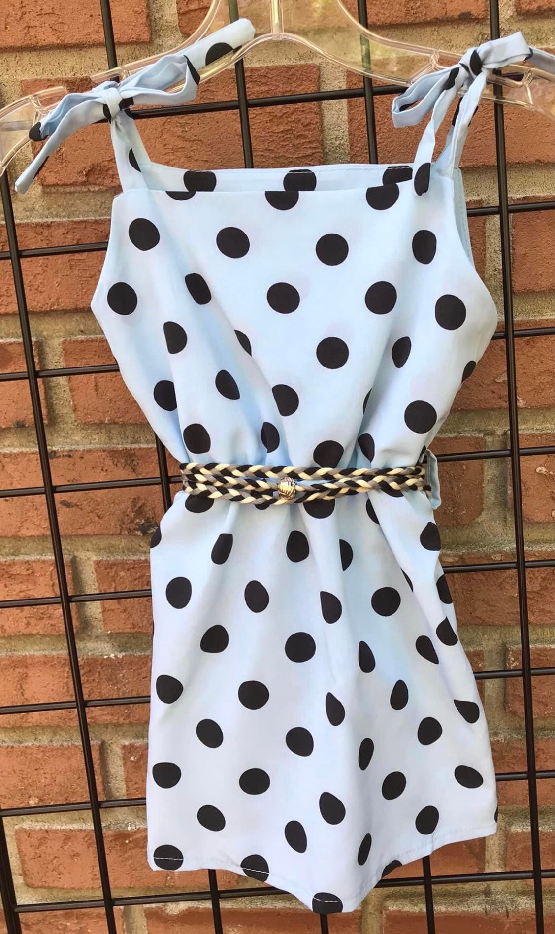 Blue and Black Polka Dot Dress