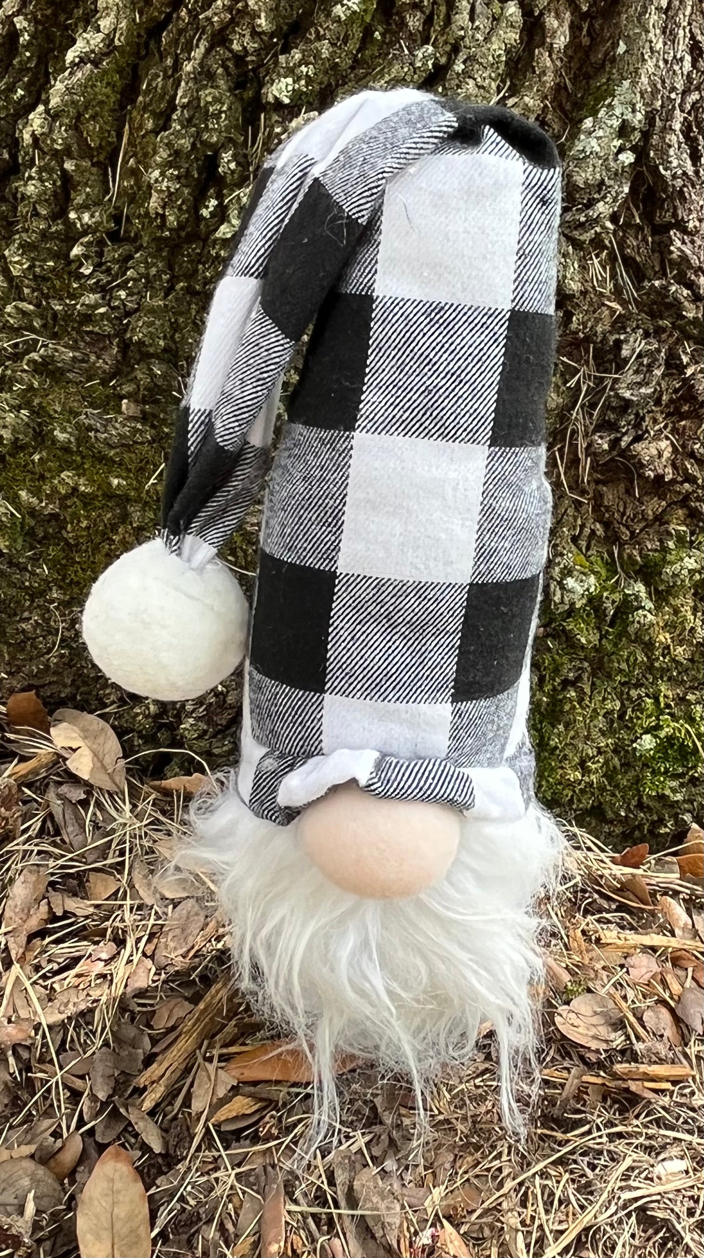 Black and White Buffalo Plaid Gnome