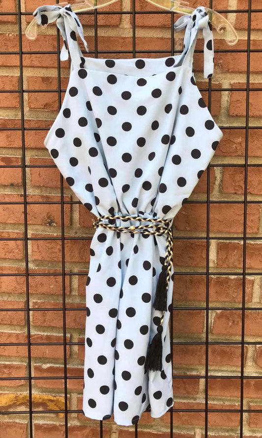 Blue and Black Polka Dot Dress