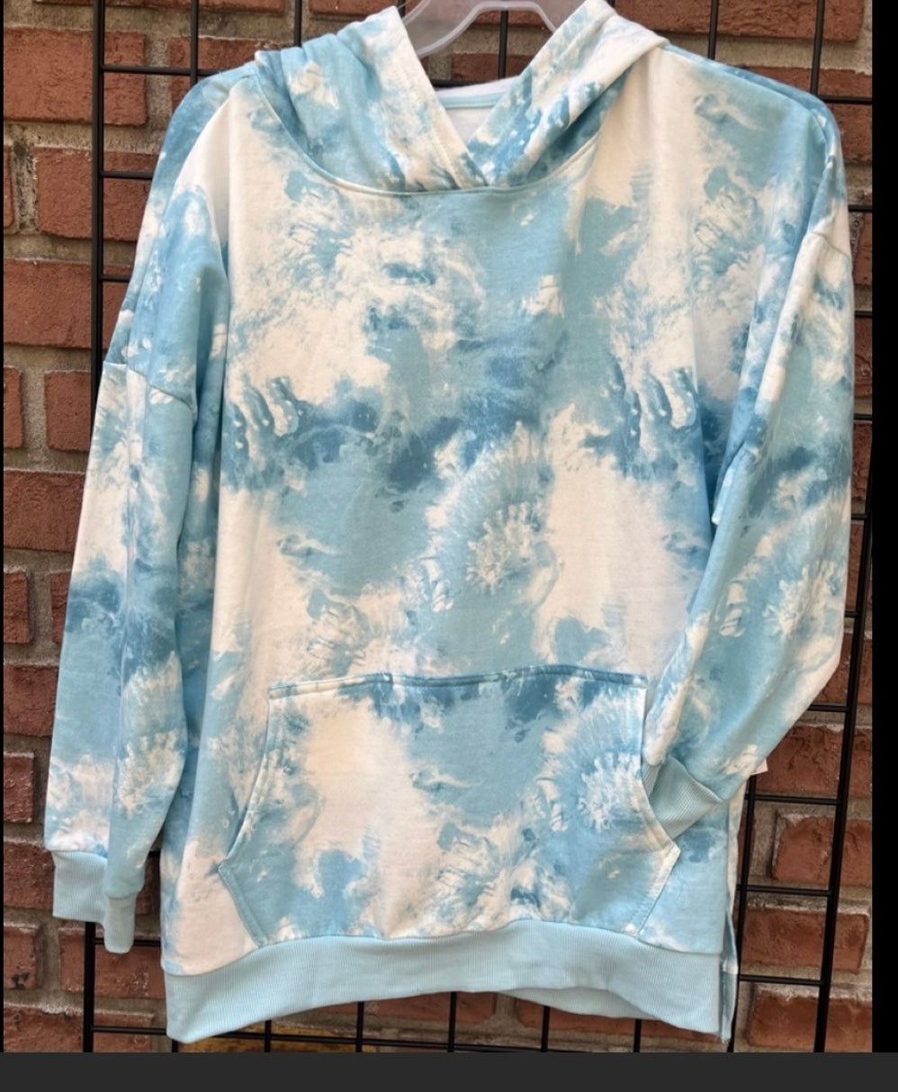 Tye Die Hoodie White and Blue