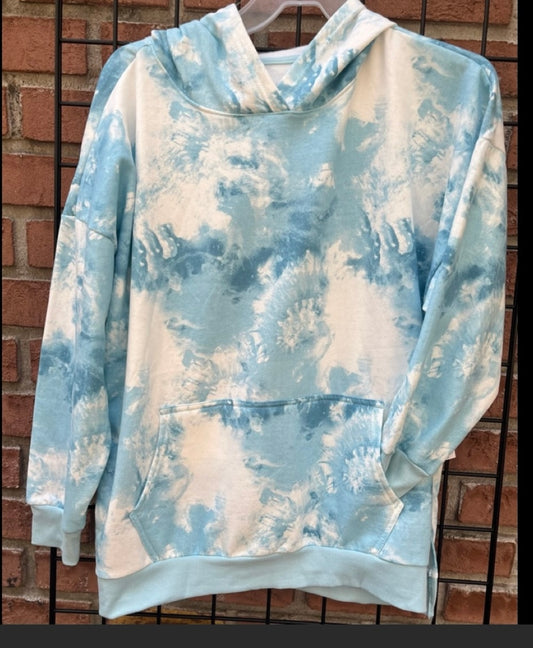 Tye Die Hoodie White and Blue
