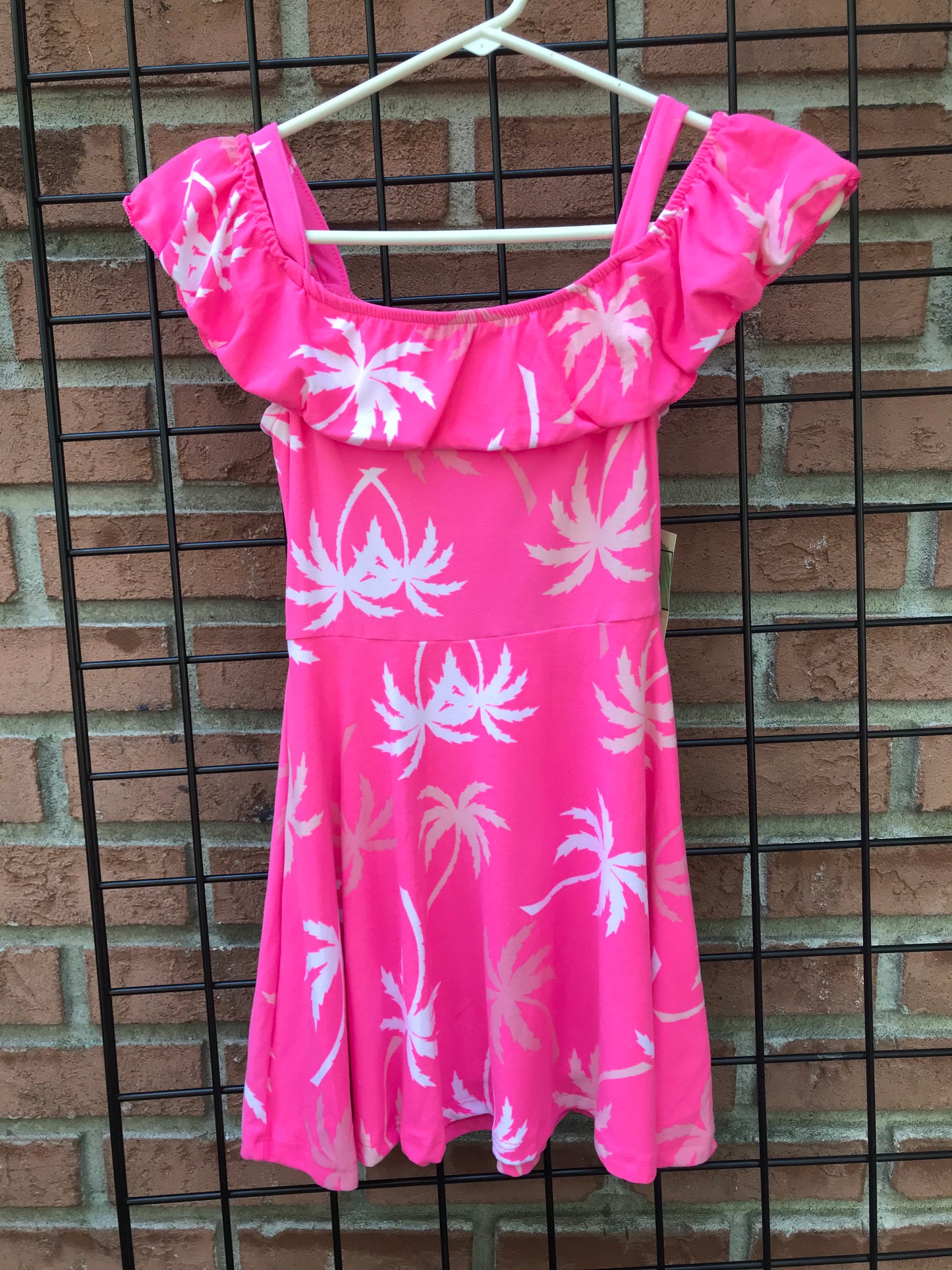 Pink and White Palm Tree Dress