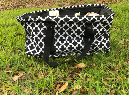 Black and White Collapsable Large Tote