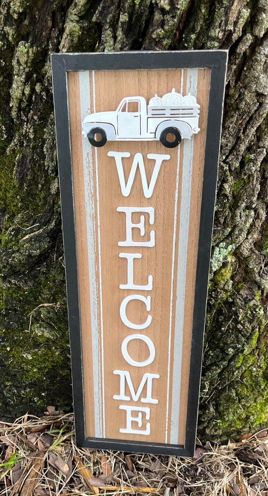 Welcome Sign with Metal Truck