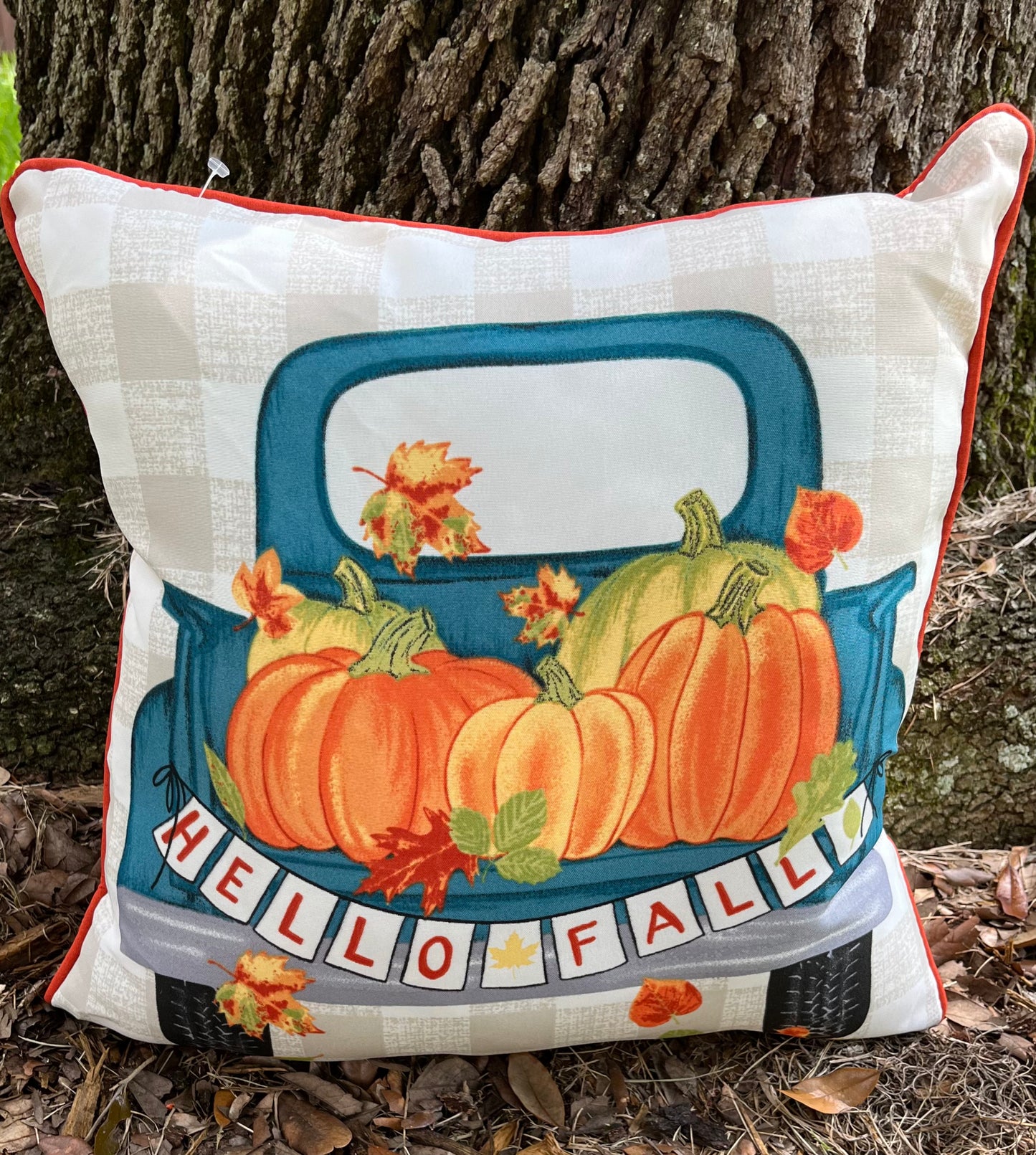 Hello Fall Truck Pillow